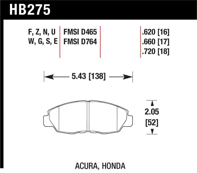 Honda Accord Coupe Brake Pads - Hawk Performance - DTC-60 - `93-`02
